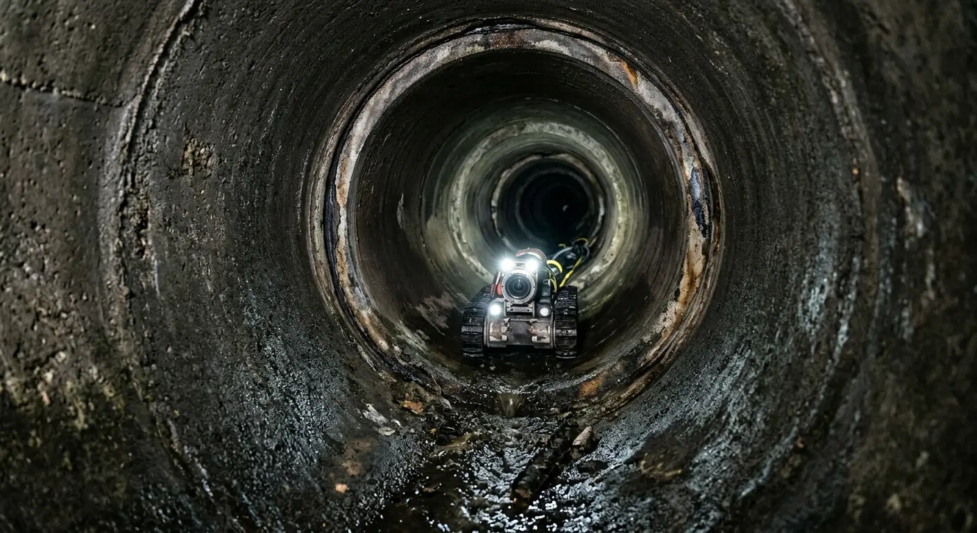 Robotic sewer camera inspecting pipe interior for Sewer Line Repair in Whitman